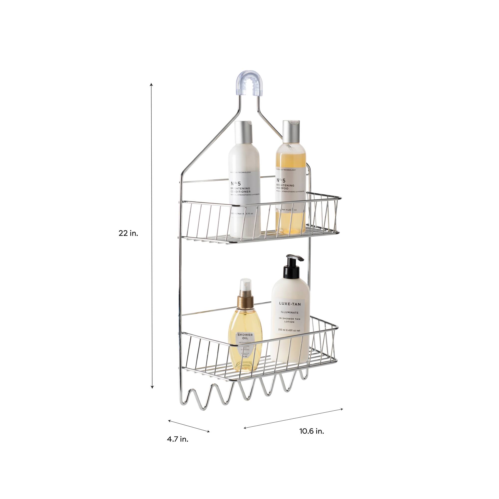Bath Bliss Chrome 2 Tier Cabana Stripe Shower Caddy